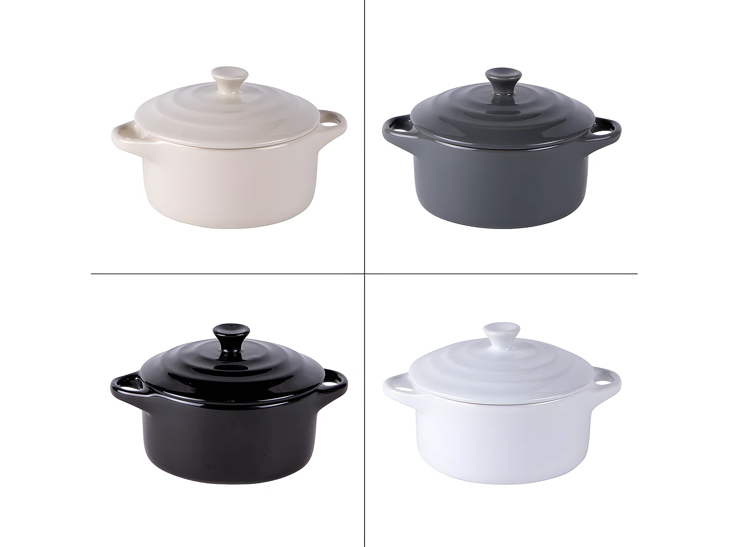 Set de 4 mini cocottes zen 9 cm en grès