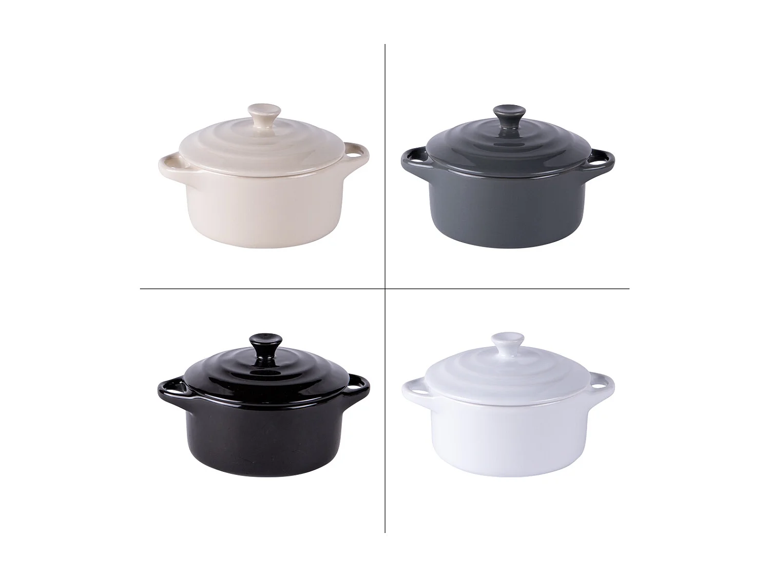 Set de 4 mini cocottes zen 9 cm en grès