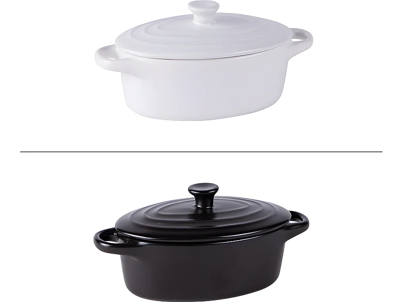 Mini cocotte ovale 16 cm en grès (lot de 2)