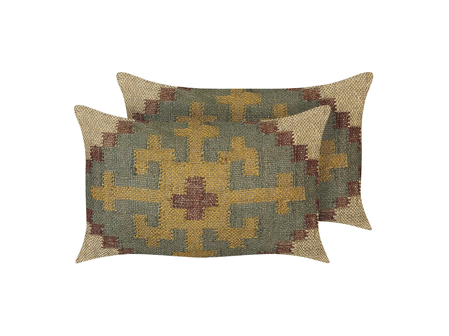 Set van 2 decoratieve kussens SARON Jute 30 x 50 cm Groen Oosters patroon