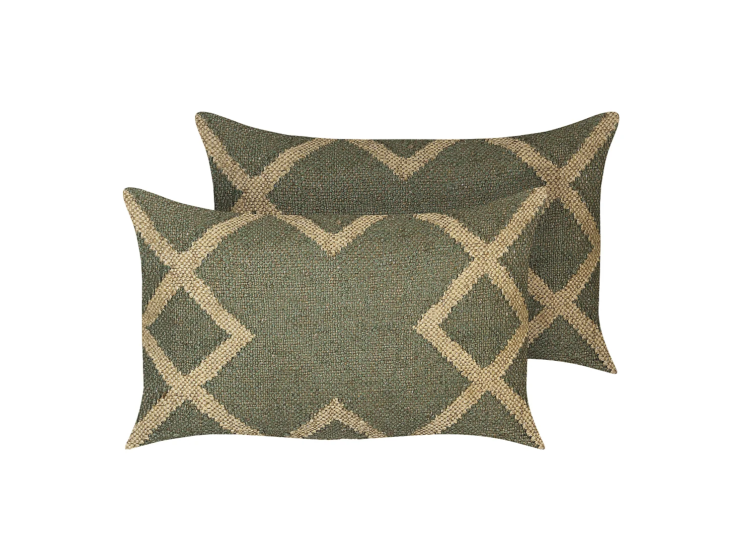 Lot de 2 coussins décoratifs GOPI Jute 30 x 50 cm Vert Motif oriental