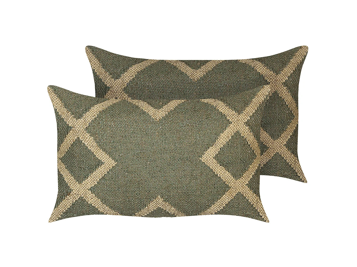 Lot de 2 coussins décoratifs GOPI Jute 30 x 50 cm Vert Motif oriental