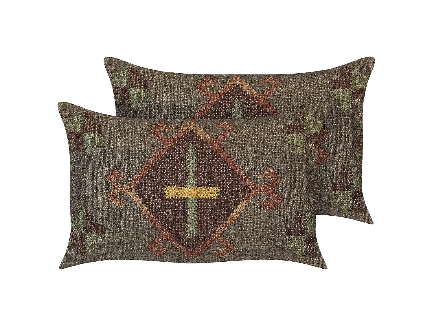 Set van 2 decoratieve kussens KATORA Jute 30 x 50 cm Groen Oosters patroon