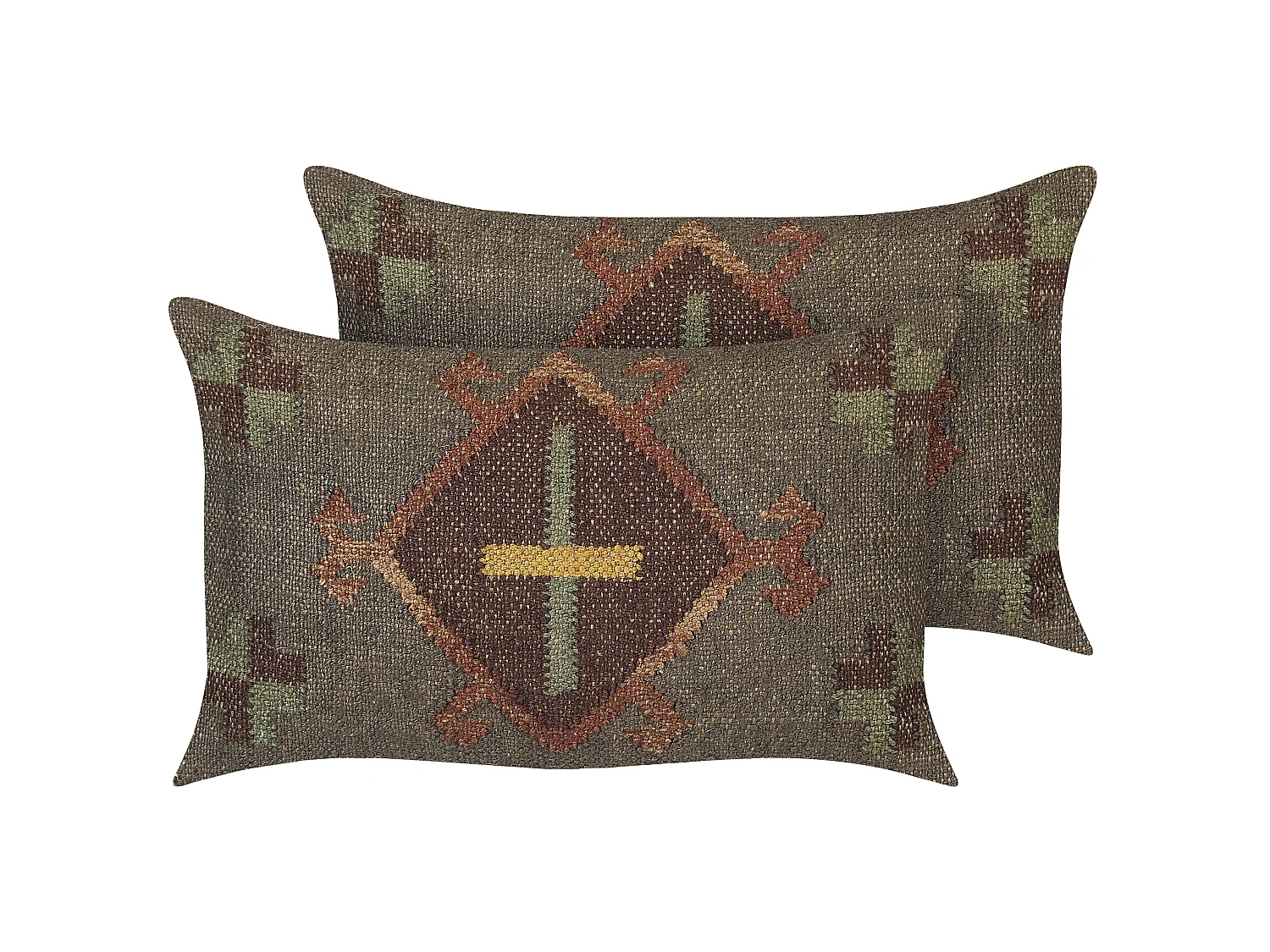 Set van 2 decoratieve kussens KATORA Jute 30 x 50 cm Groen Oosters patroon