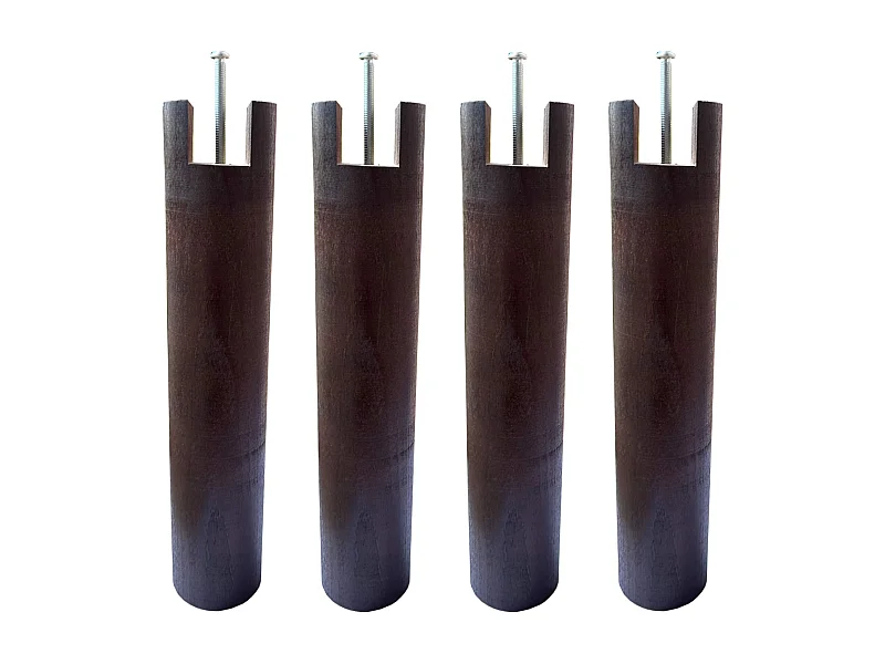 4 pieds cylindriques pour cadre à lattes wengué 30 cm