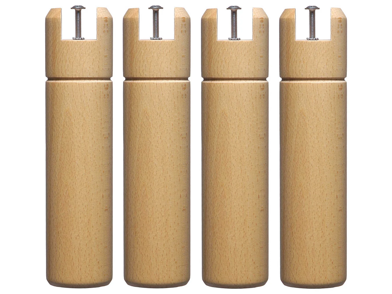 4 pieds cylindriques pour cadre à lattes naturel 25 cm