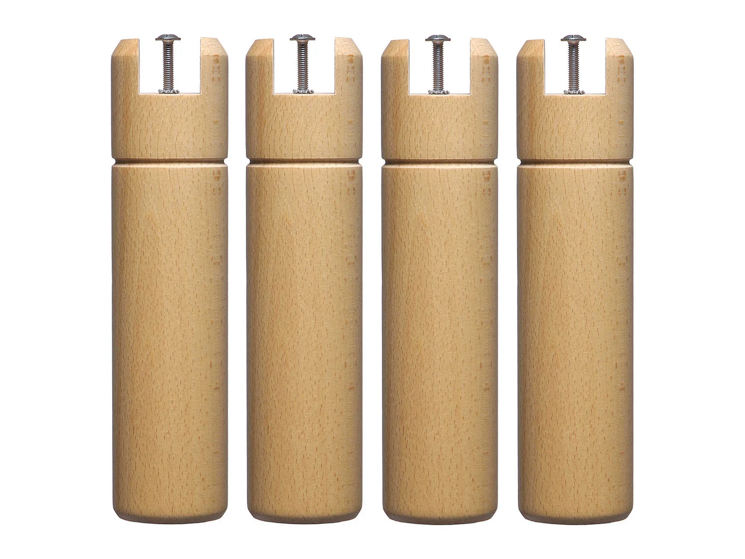 4 pieds cylindriques pour cadre à lattes naturel 25 cm