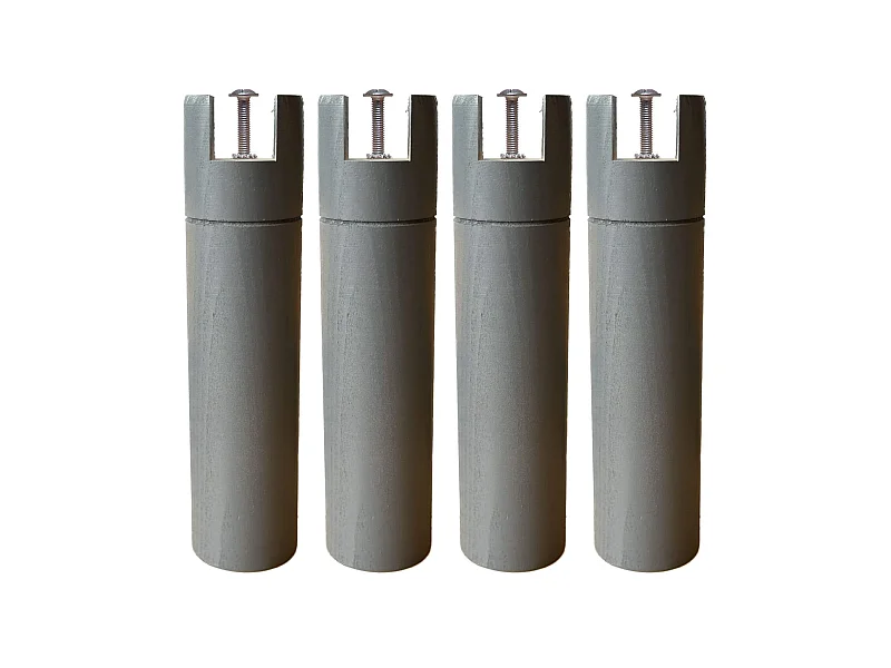 4 pieds cylindriques pour cadre à lattes anthracite 25 cm