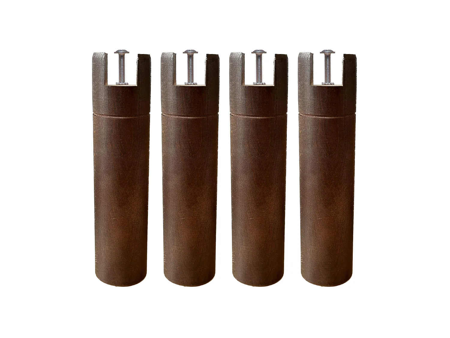 4 pieds cylindriques pour cadre à lattes wengué 25 cm