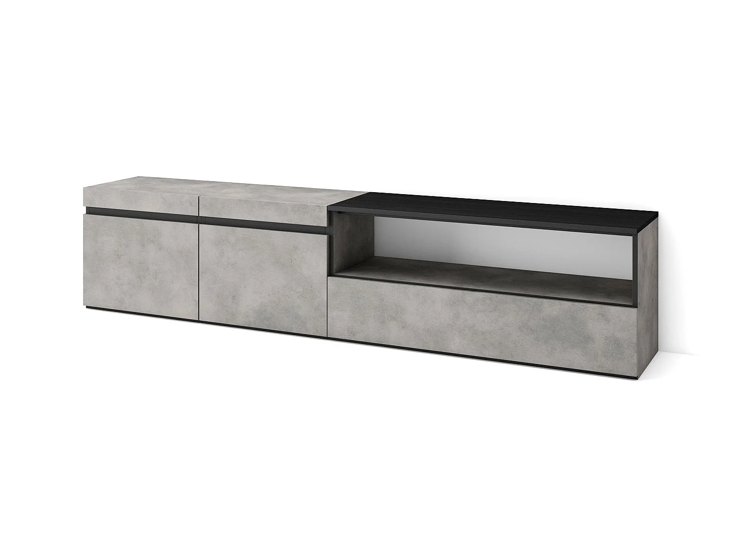 Meuble TV, Banc Télé, 200x35x45cm, Pour les TV jusqu'à 80", Meubles de salon, Ciment