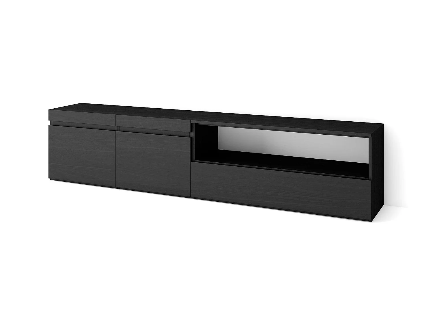 Meuble TV, Banc Télé, 200x35x45cm, Pour les TV jusqu'à 80", Meubles de salon, Noir