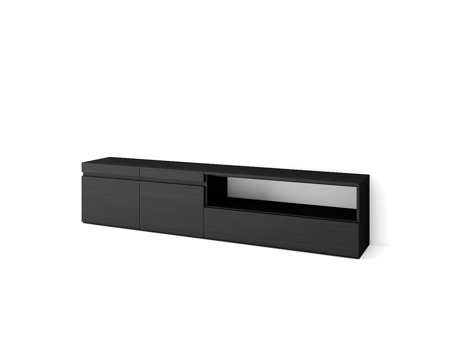 TV-Meubel, Lowboard, 200x35x45cm, Voor tv's tot 80", TV-Tafel, Zwart