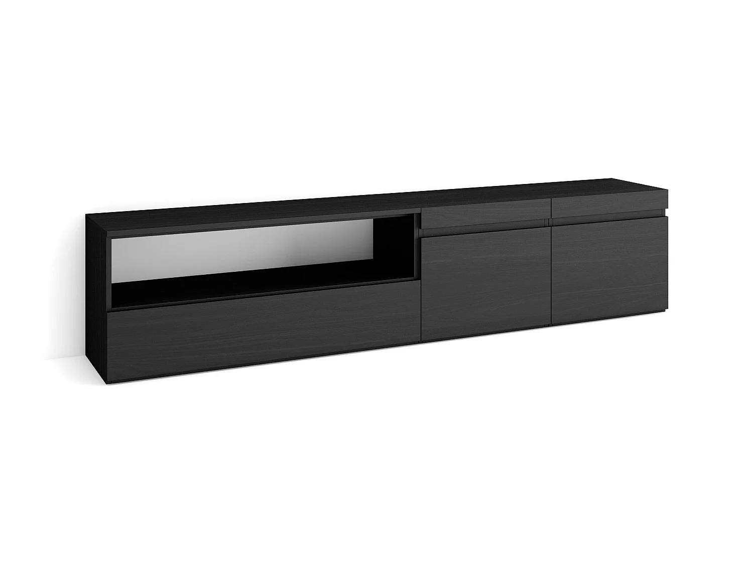 TV-Meubel, Lowboard, 200x35x45cm, Voor tv's tot 80", TV-Tafel, Zwart