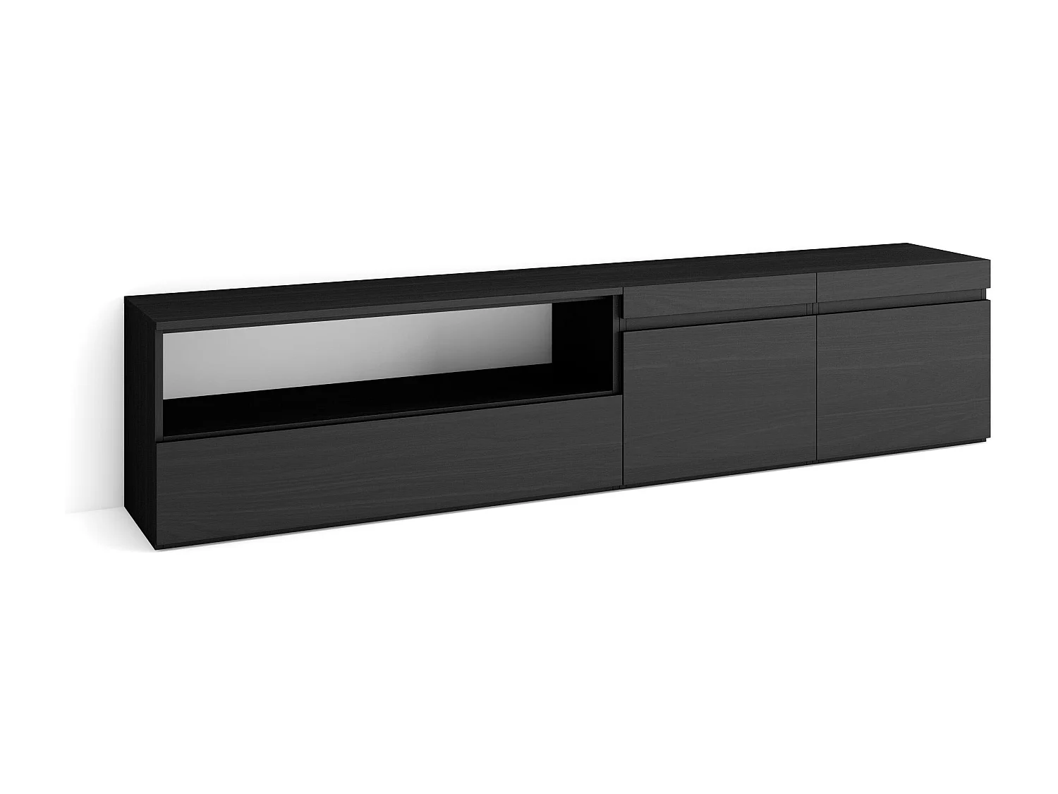 Meuble TV, Banc Télé, 200x35x45cm, Pour les TV jusqu'à 80", Meubles de salon, Noir