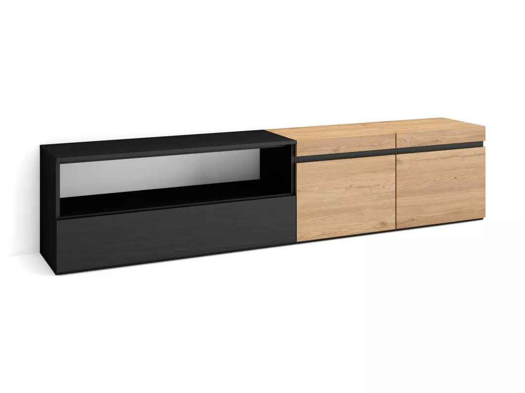 Kauf Unique TV-Schrank, Lowboard, 200x45x35cm, Für TV-Geräte bis zu 80", Fernsehtisch, Eiche Schwarz