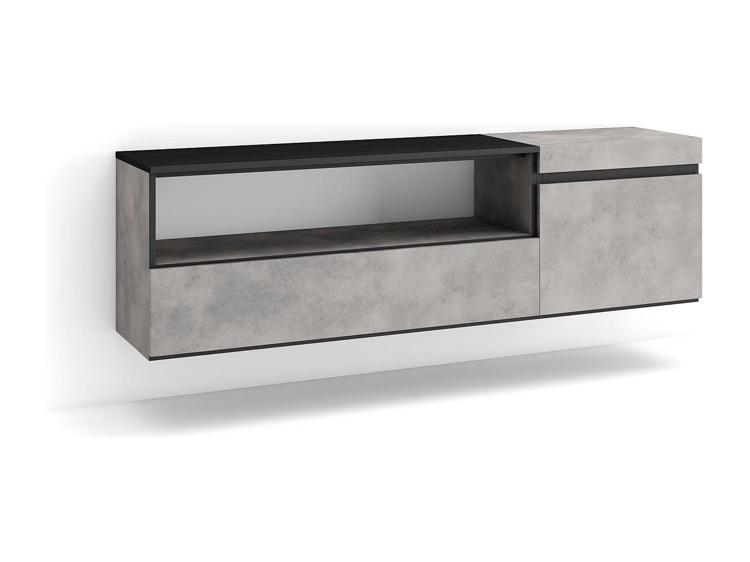 Mueble TV, Televisión, 150x35x45cm, Para TV hasta 65", Colgado, Suspendido, Cemento