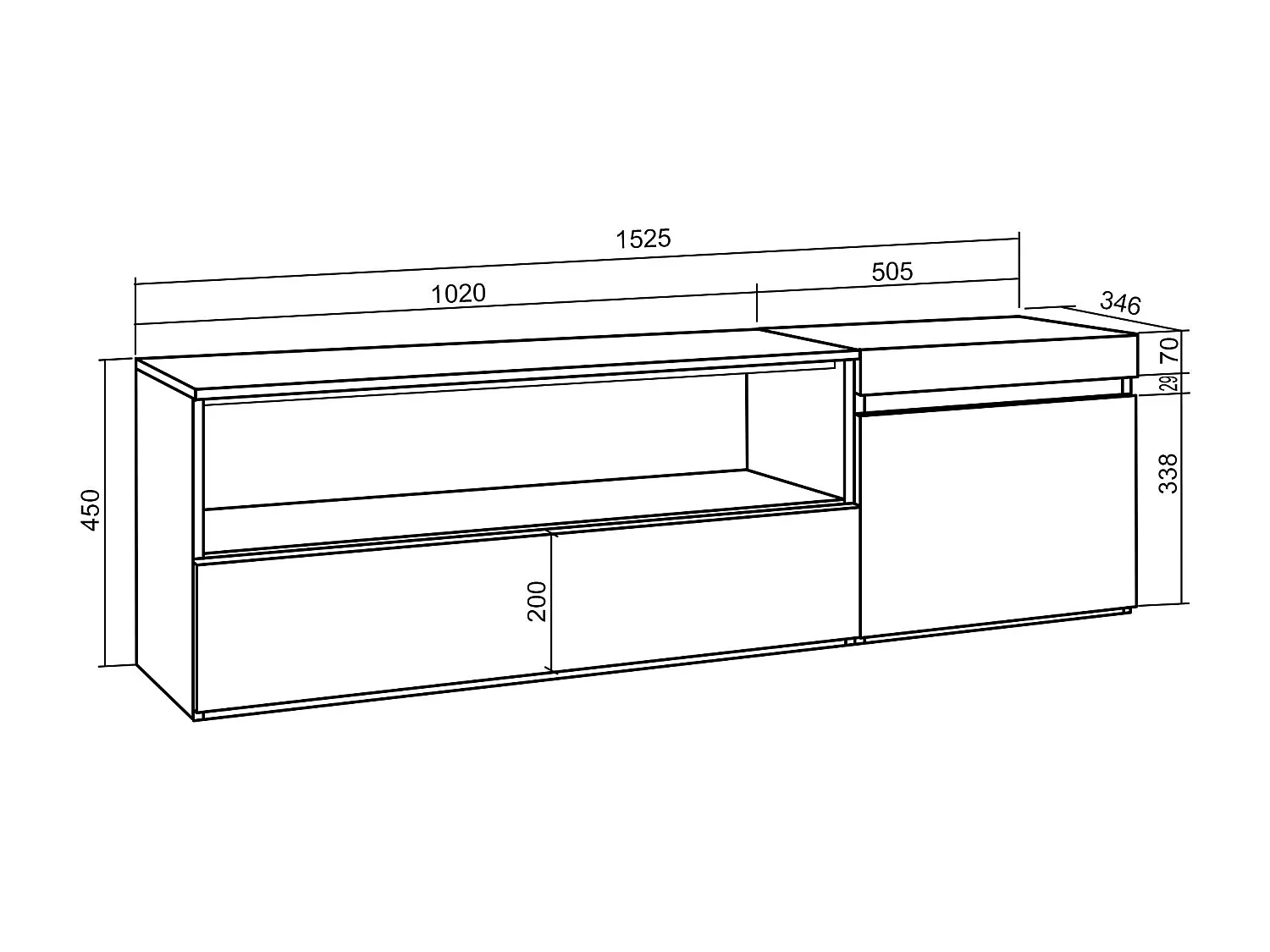 Mueble TV, Televisión, 150x35x45cm, Para TV hasta 65", Colgado, Suspendido, Cemento