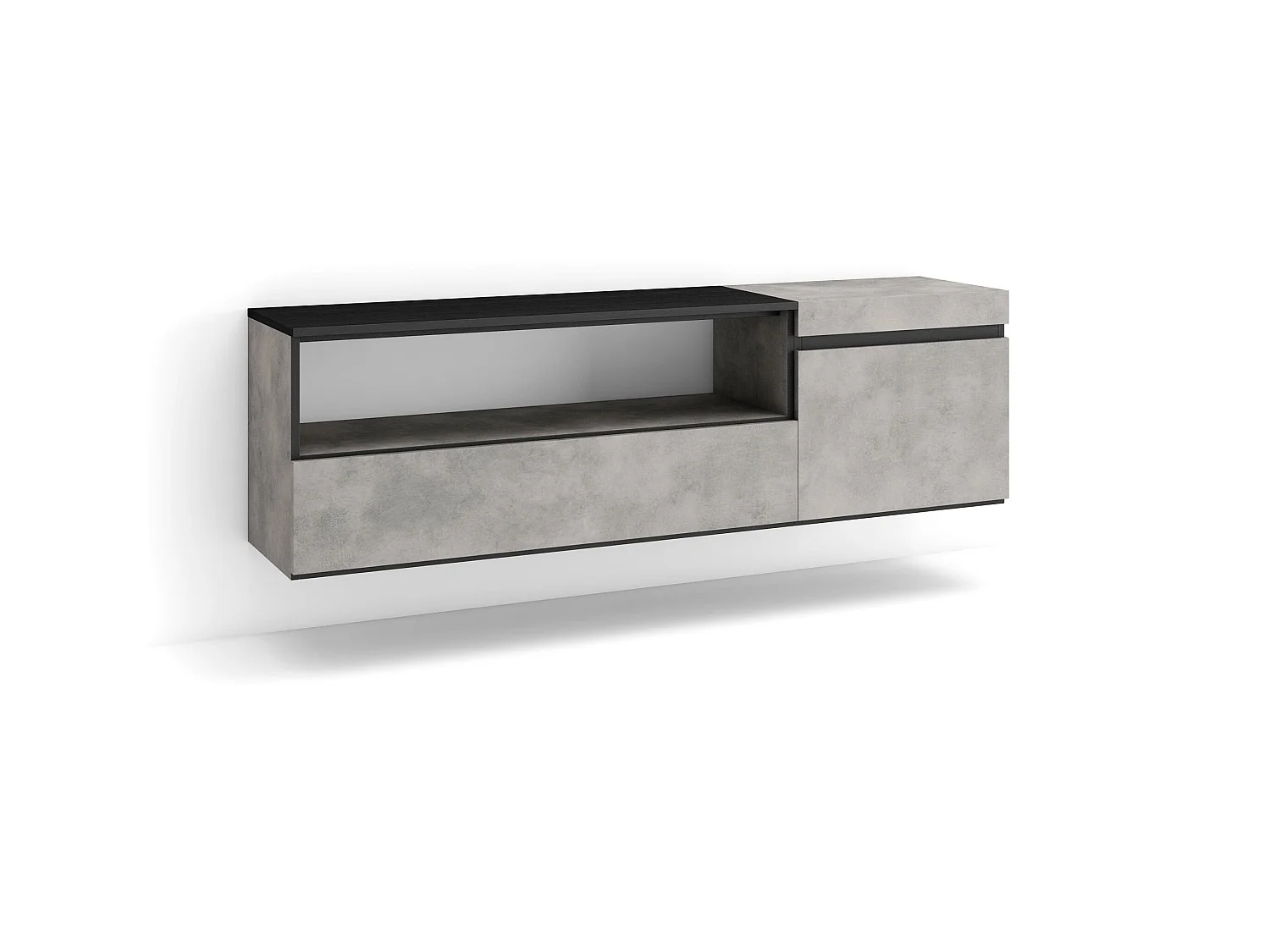 Mobile TV Soggiorno, 150x35x45cm, Per TV fino a 65", Sospeso, da appendere, Cemento