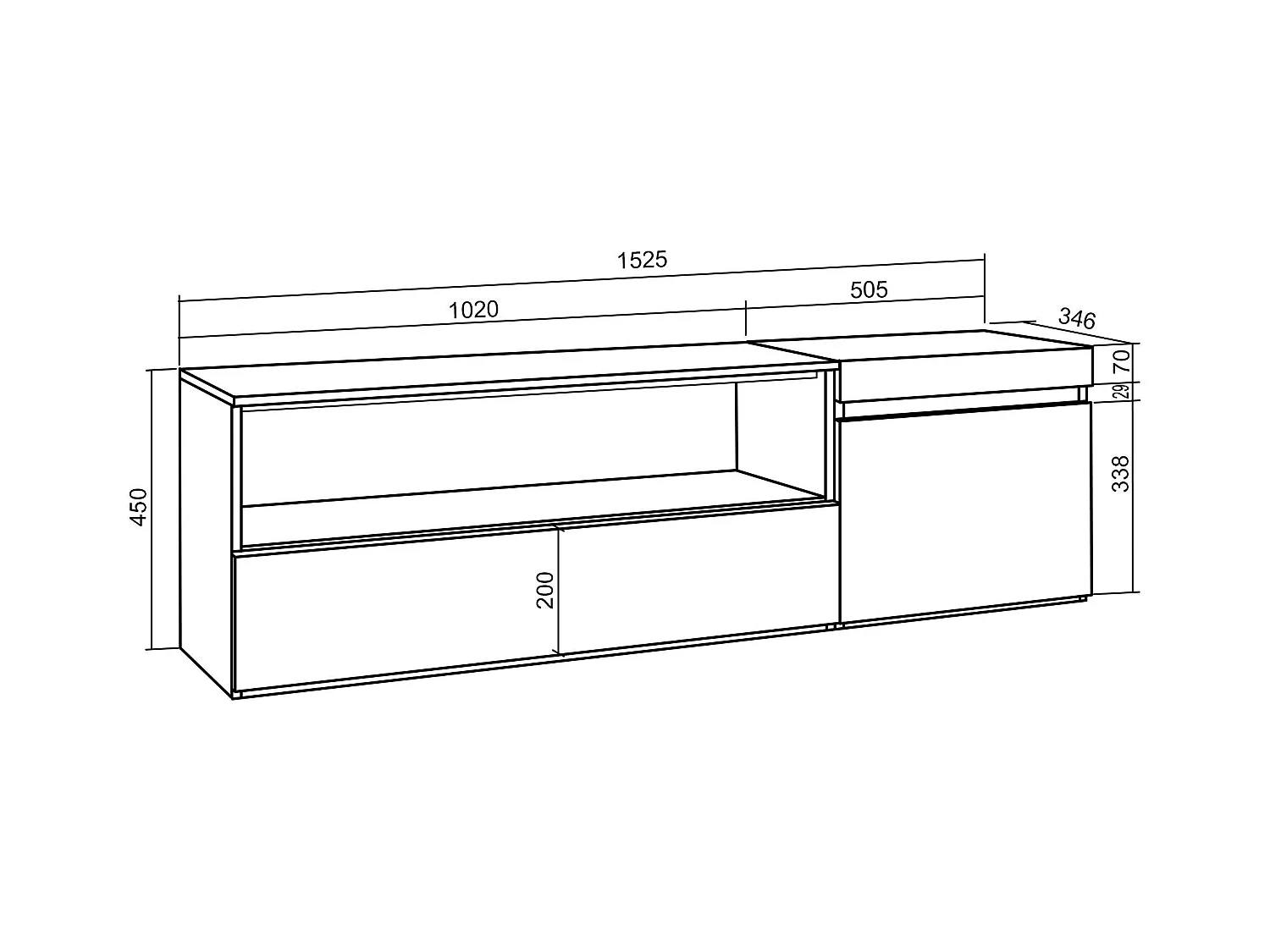 Meuble TV, Banc Télé, 150x35x45cm, Pour les TV jusqu'à 65", Suspendu, Mural, Chêne et noir