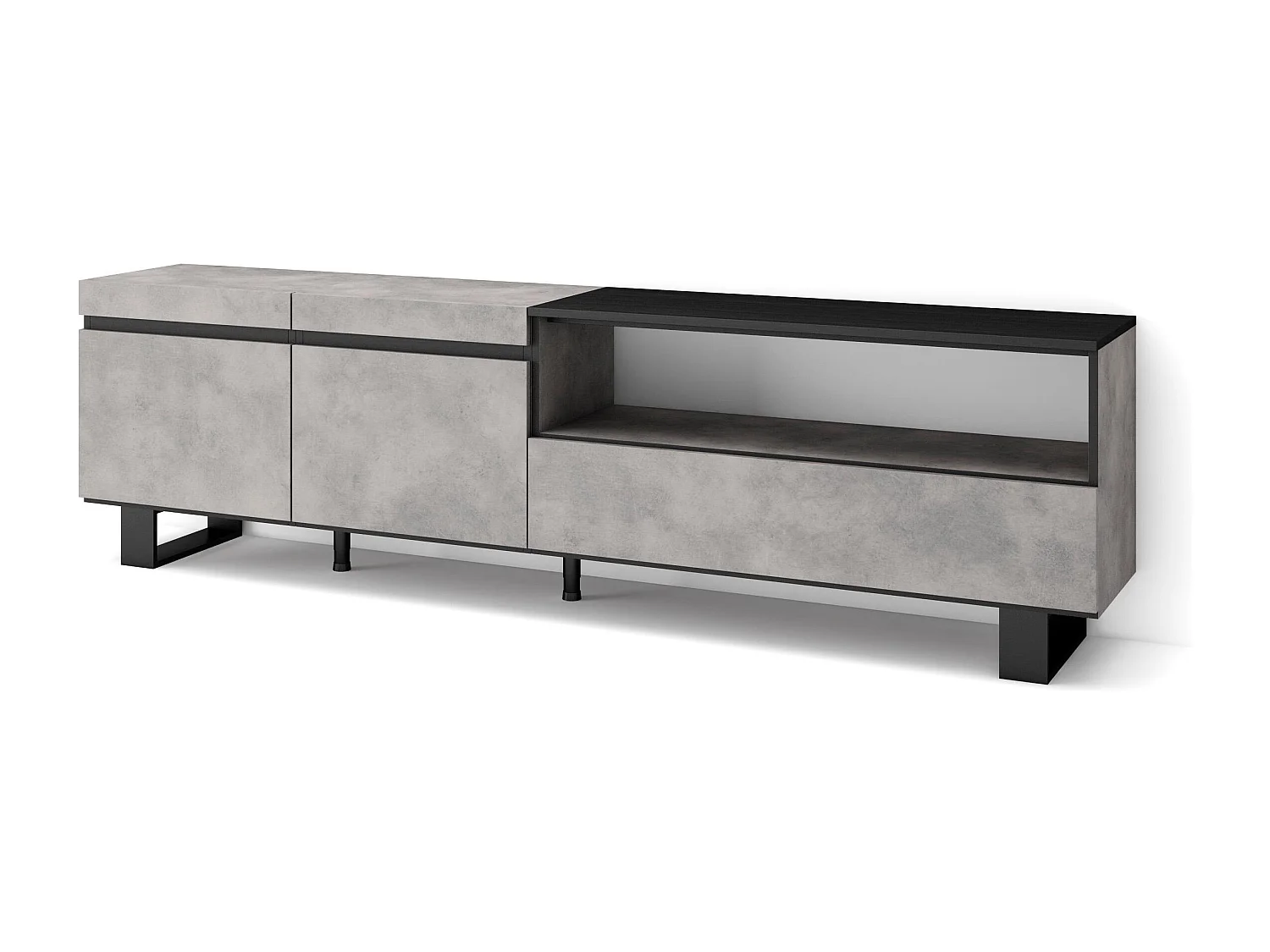 Mobile TV Soggiorno, 200x35x57cm, Per TV fino a 80", Design industriale, Cemento