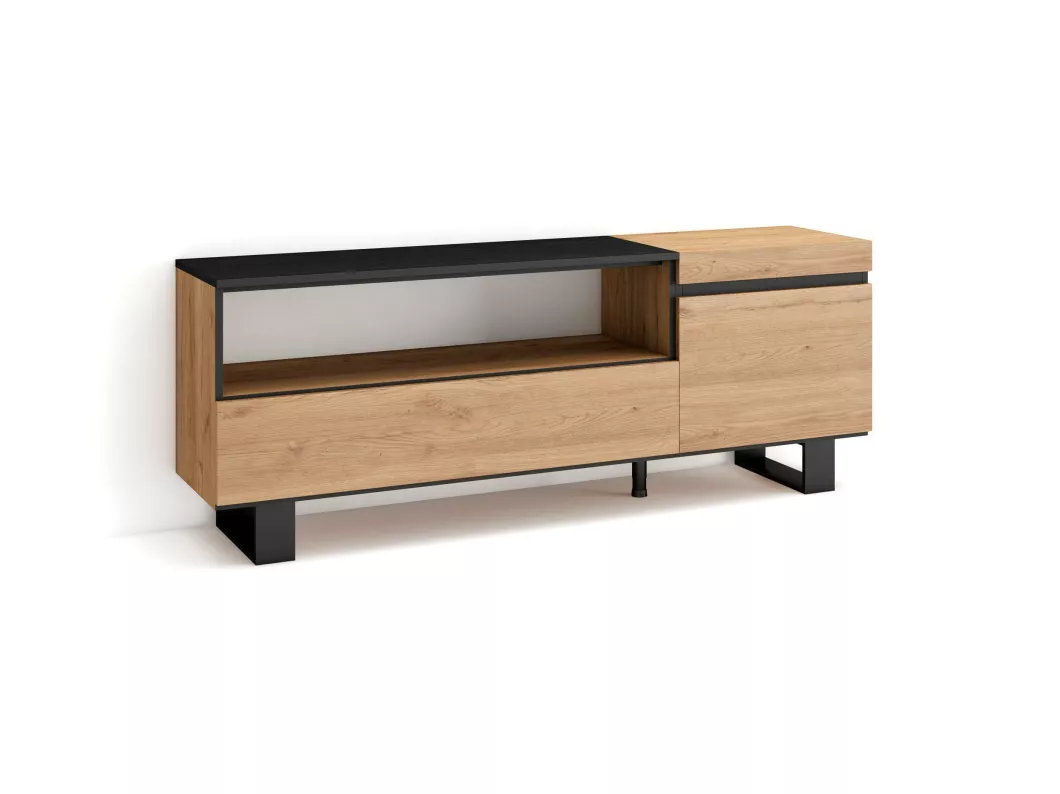 Kauf Unique TV-Schrank, Lowboard, 150x57x35cm, Für TV-Geräte bis zu 65", Industriedesign, Eiche Schwarz