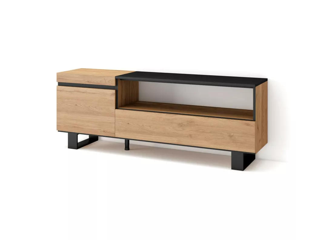 Kauf Unique TV-Schrank, Lowboard, 150x57x35cm, Für TV-Geräte bis zu 65", Industriedesign, Eiche Schwarz