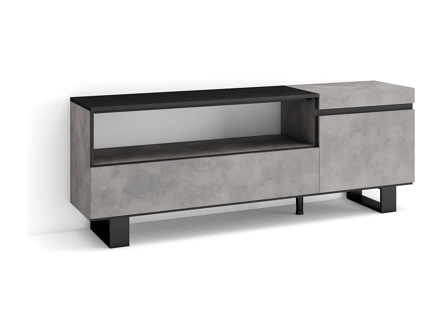 TV-Meubel, Lowboard, 150x35x57cm, Voor tv's tot 65", Industrieel design, Cement