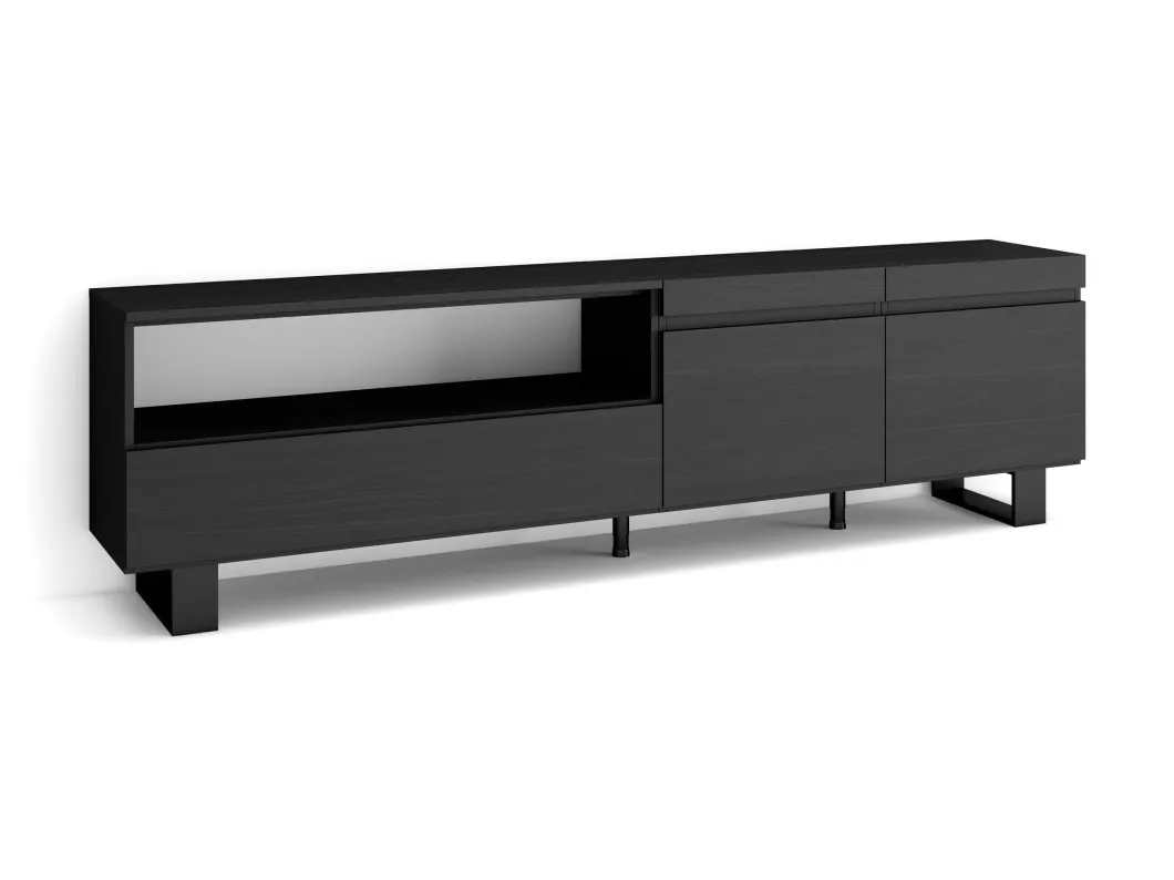 Kauf Unique TV-Schrank, Lowboard, 200x57x35cm, Für TV-Geräte bis zu 80", Industriedesign, Schwarz