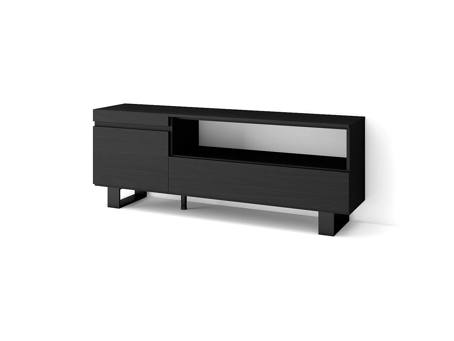 Meuble TV, Banc Télé, 150x35x57cm, Pour les TV jusqu'à 65", Design industriel, Noir