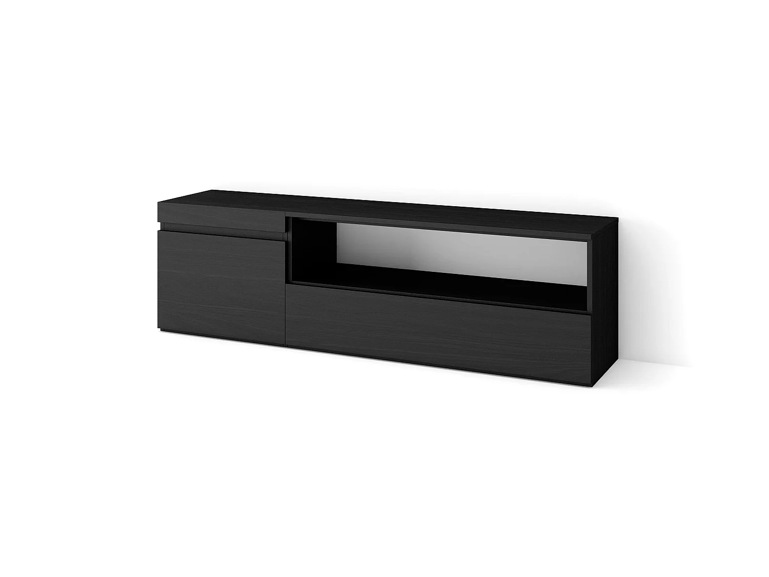 Meuble TV, Banc Télé, 150x35x45cm, Pour les TV jusqu'à 65", Meubles de salon, Noir