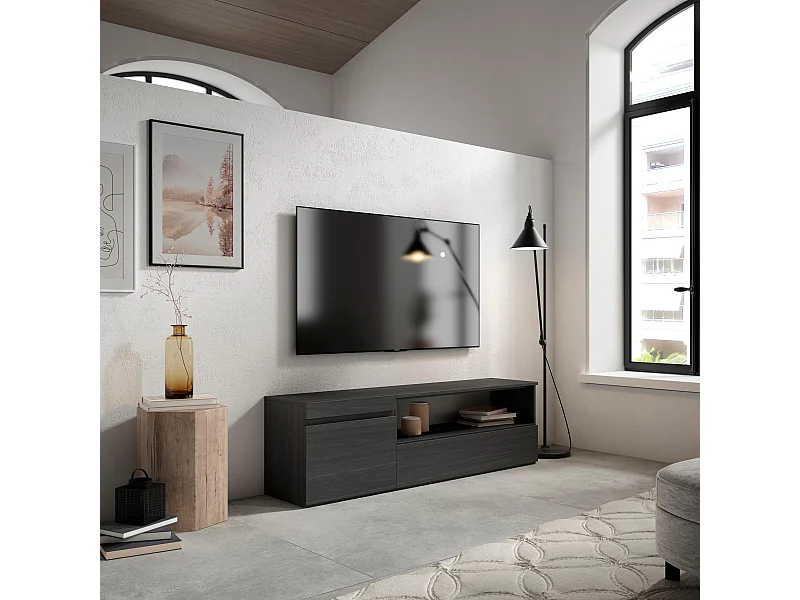 Mobile TV Soggiorno, 150x35x45cm, Per TV fino a 65", Mobile Soggiorno, Nero