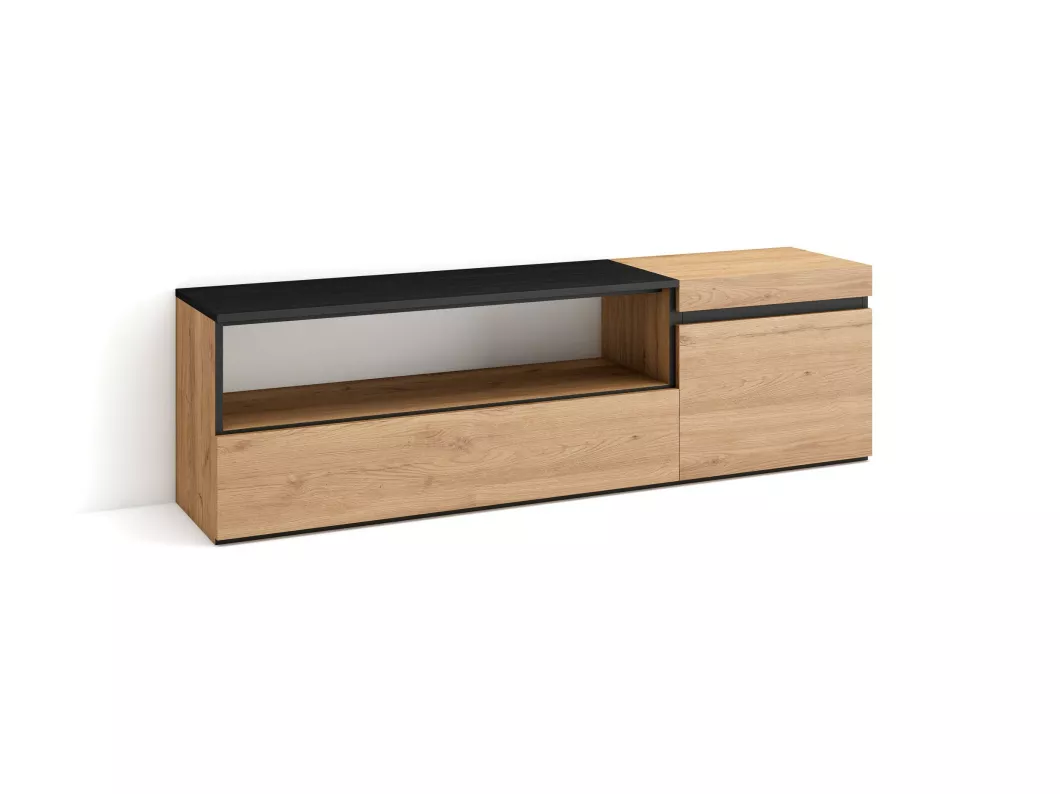 Kauf Unique TV-Schrank, Lowboard, 150x45x35cm, Für TV-Geräte bis zu 65", Fernsehtisch, Eiche Schwarz