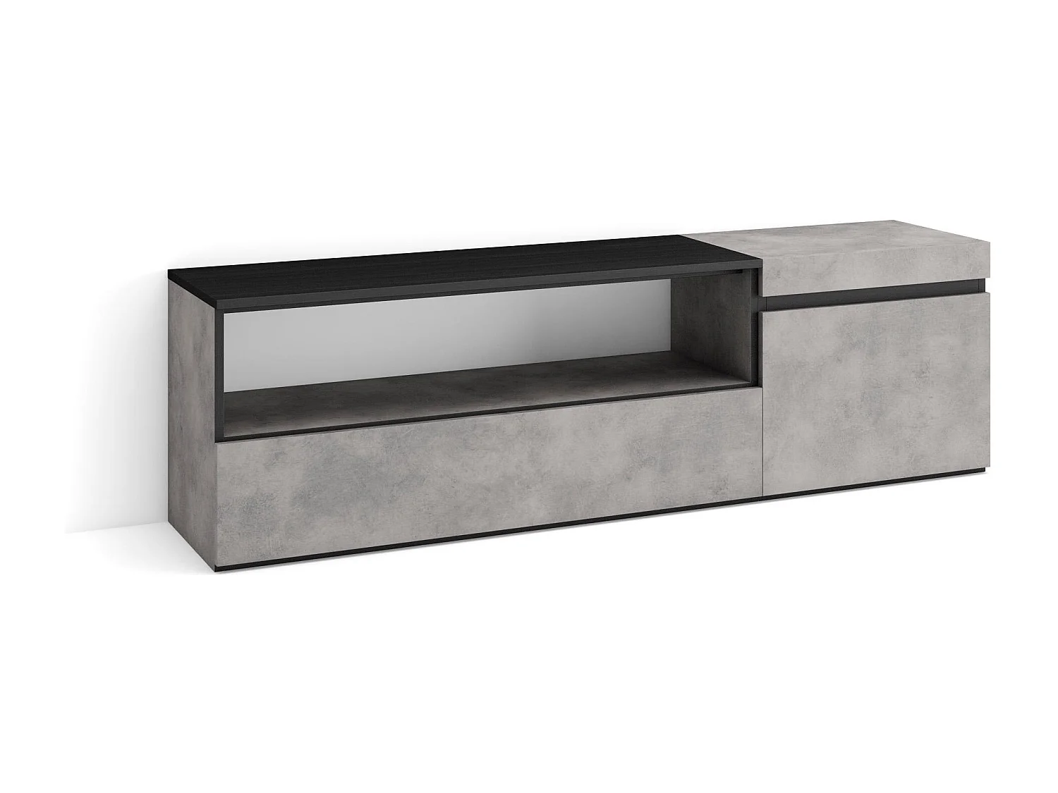 Meuble TV, Banc Télé, 150x35x45cm, Pour les TV jusqu'à 65", Meubles de salon, Ciment