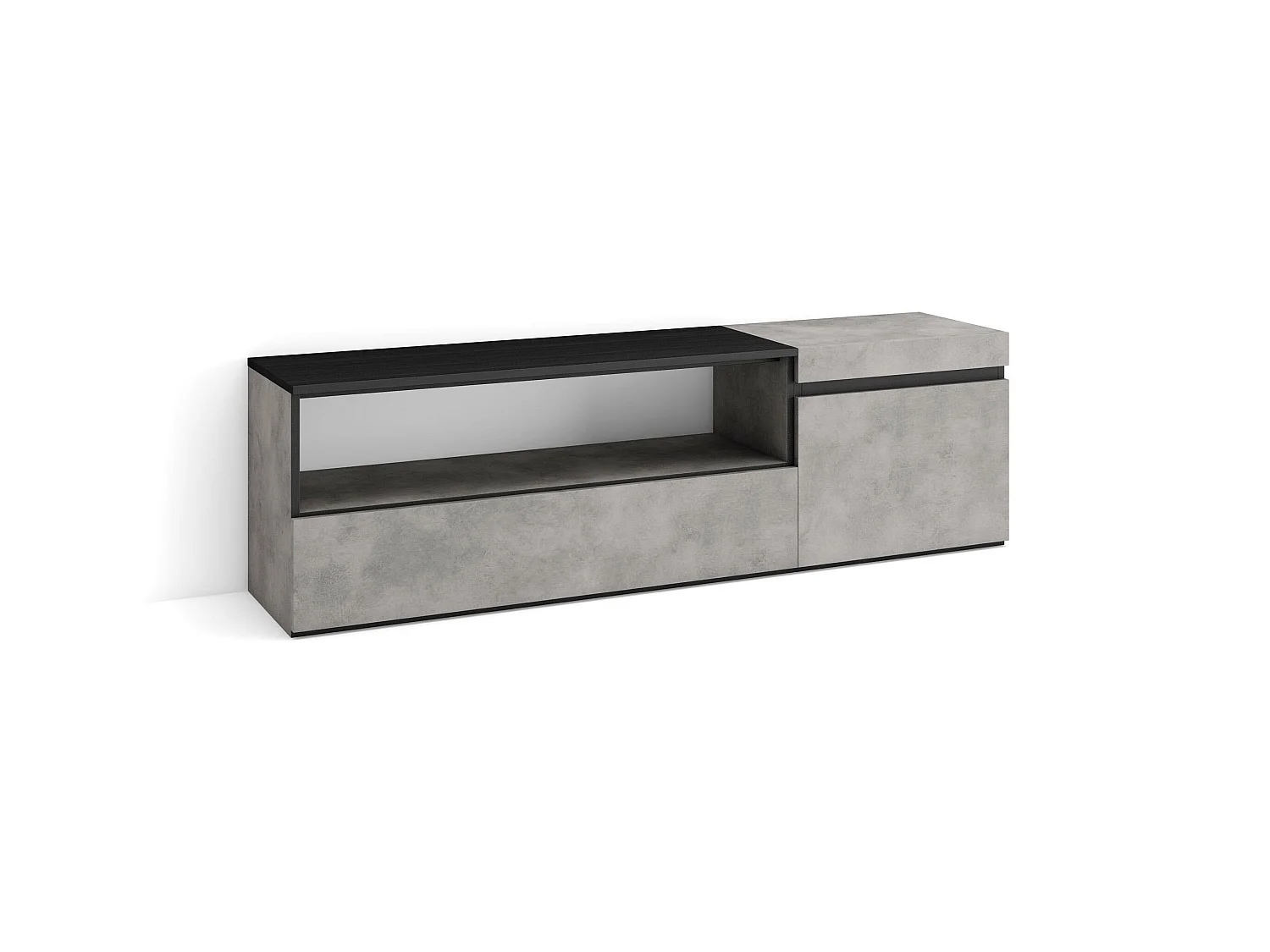 TV-Meubel, Lowboard, 150x35x45cm, Voor tv's tot 65", TV-Tafel, Cement