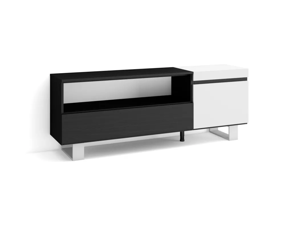 Kauf Unique TV-Schrank, Lowboard, 150x57x35cm, Für TV-Geräte bis zu 65", Industriedesign, Weiß und Schwarz