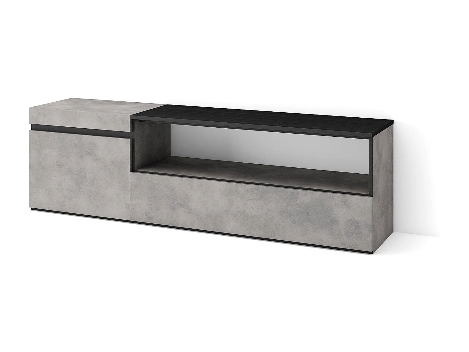 TV-Schrank, Lowboard, 150x35x45cm, Für TV-Geräte bis zu 65", Fernsehtisch, Zement