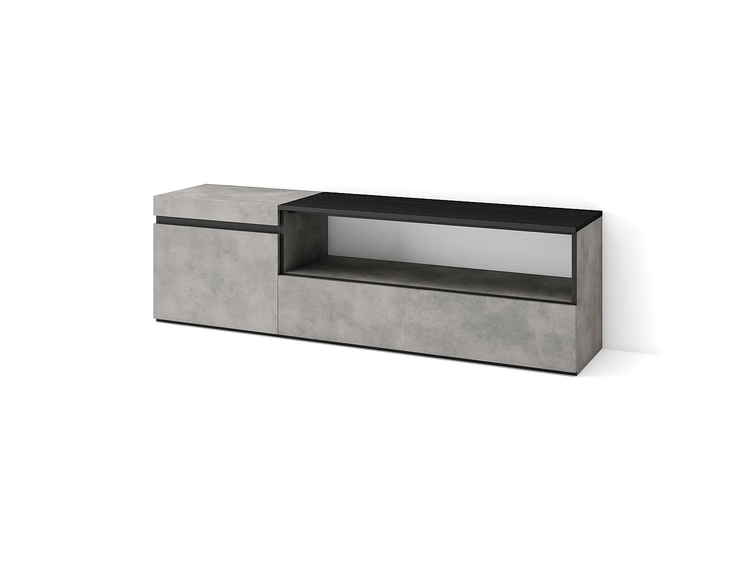 Meuble TV, Banc Télé, 150x35x45cm, Pour les TV jusqu'à 65", Meubles de salon, Ciment