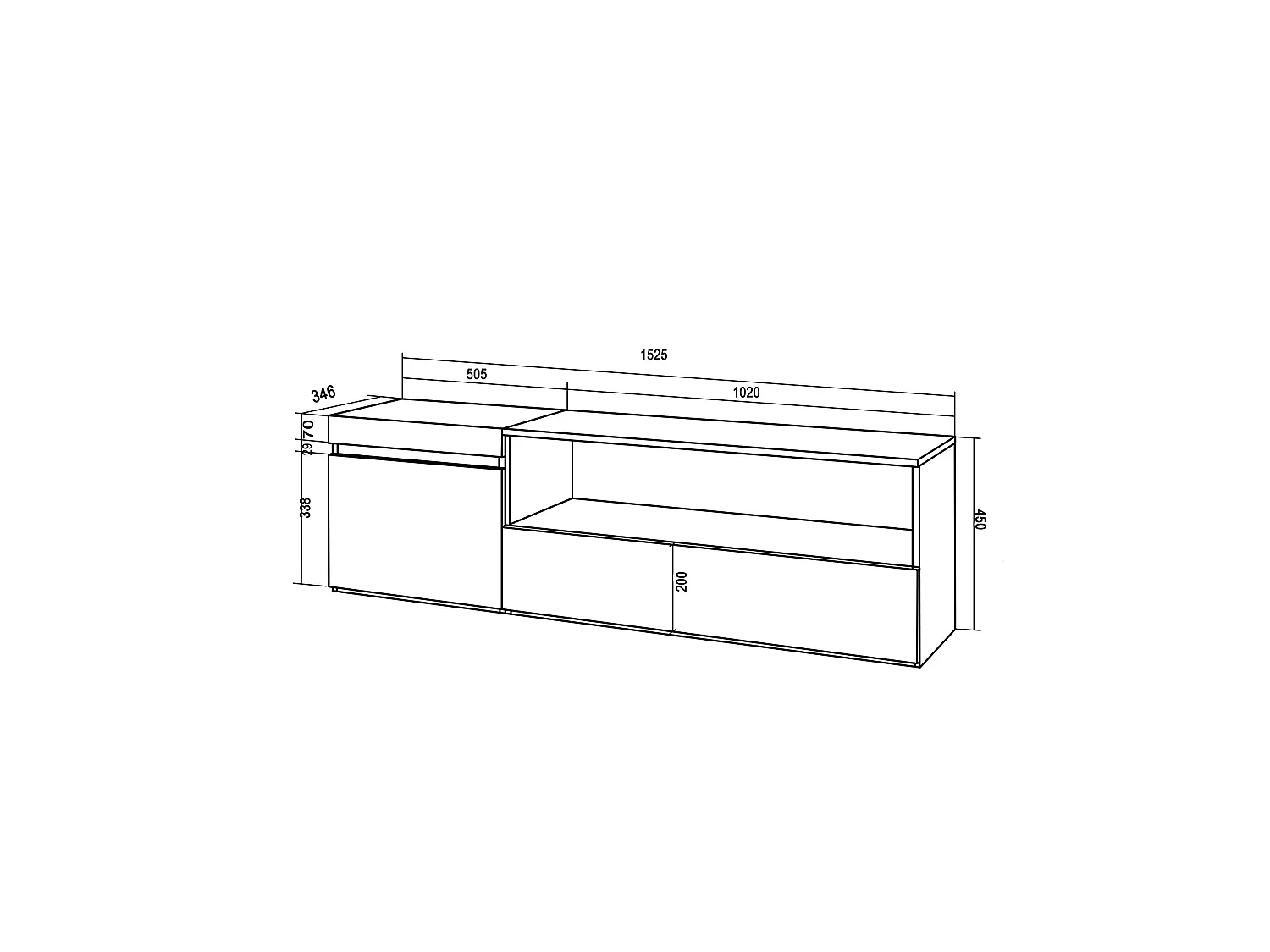 Meuble TV, Banc Télé, 150x35x45cm, Pour les TV jusqu'à 65", Meubles de salon, Ciment