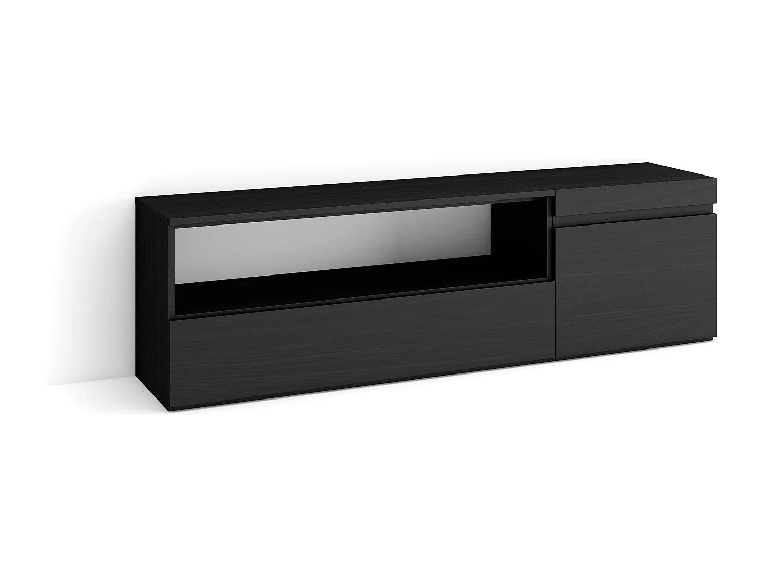 TV-Schrank, Lowboard, 150x35x45cm, Für TV-Geräte bis zu 65", Fernsehtisch, Schwarz