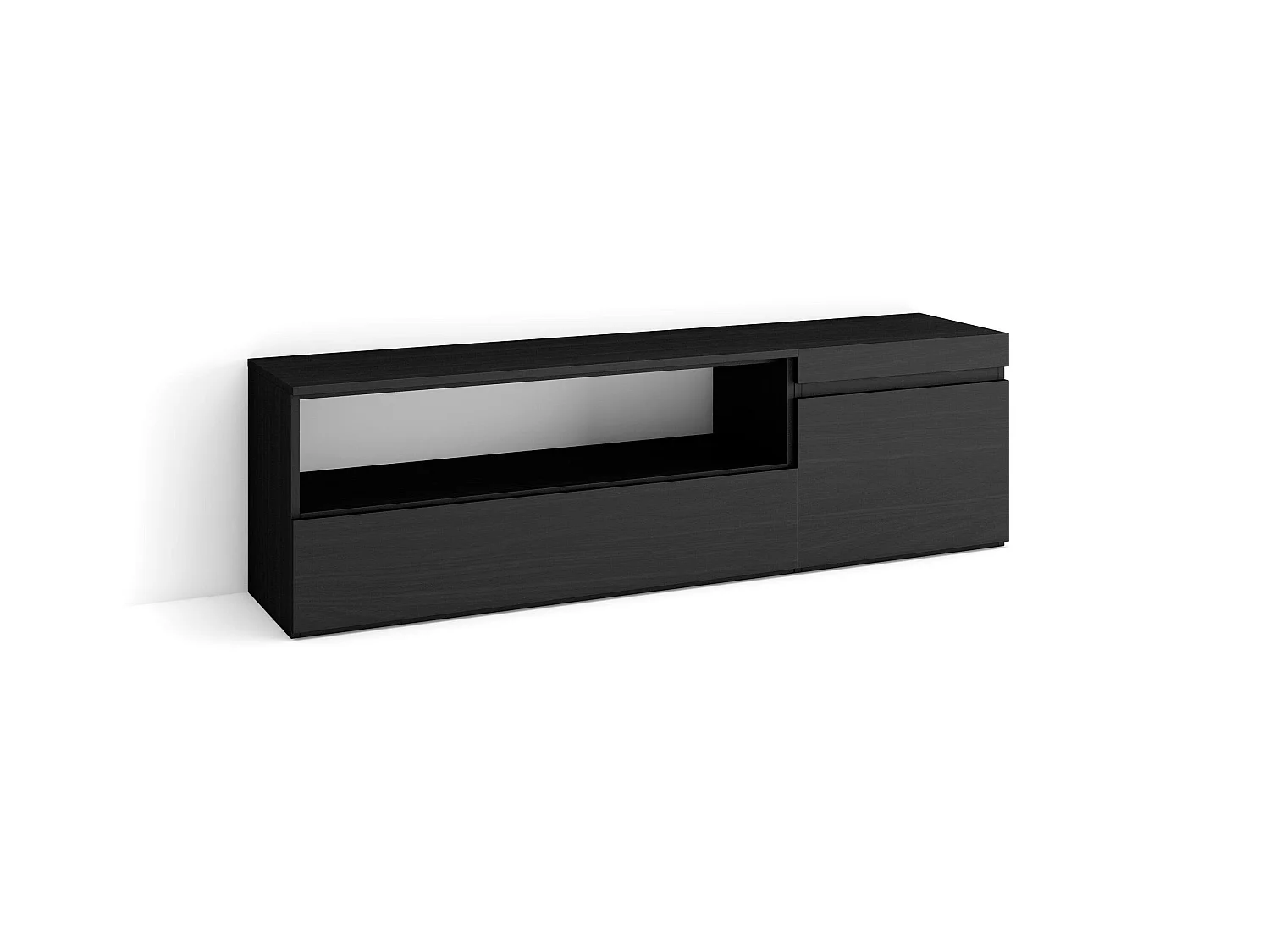 TV-Meubel, Lowboard, 150x35x45cm, Voor tv's tot 65", TV-Tafel, Zwart