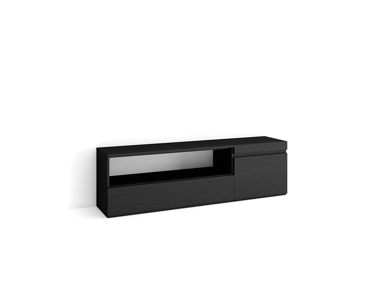 Mueble TV, Televisión, 150x35x45cm, Para TV hasta 65", Con almacenamiento, Negro