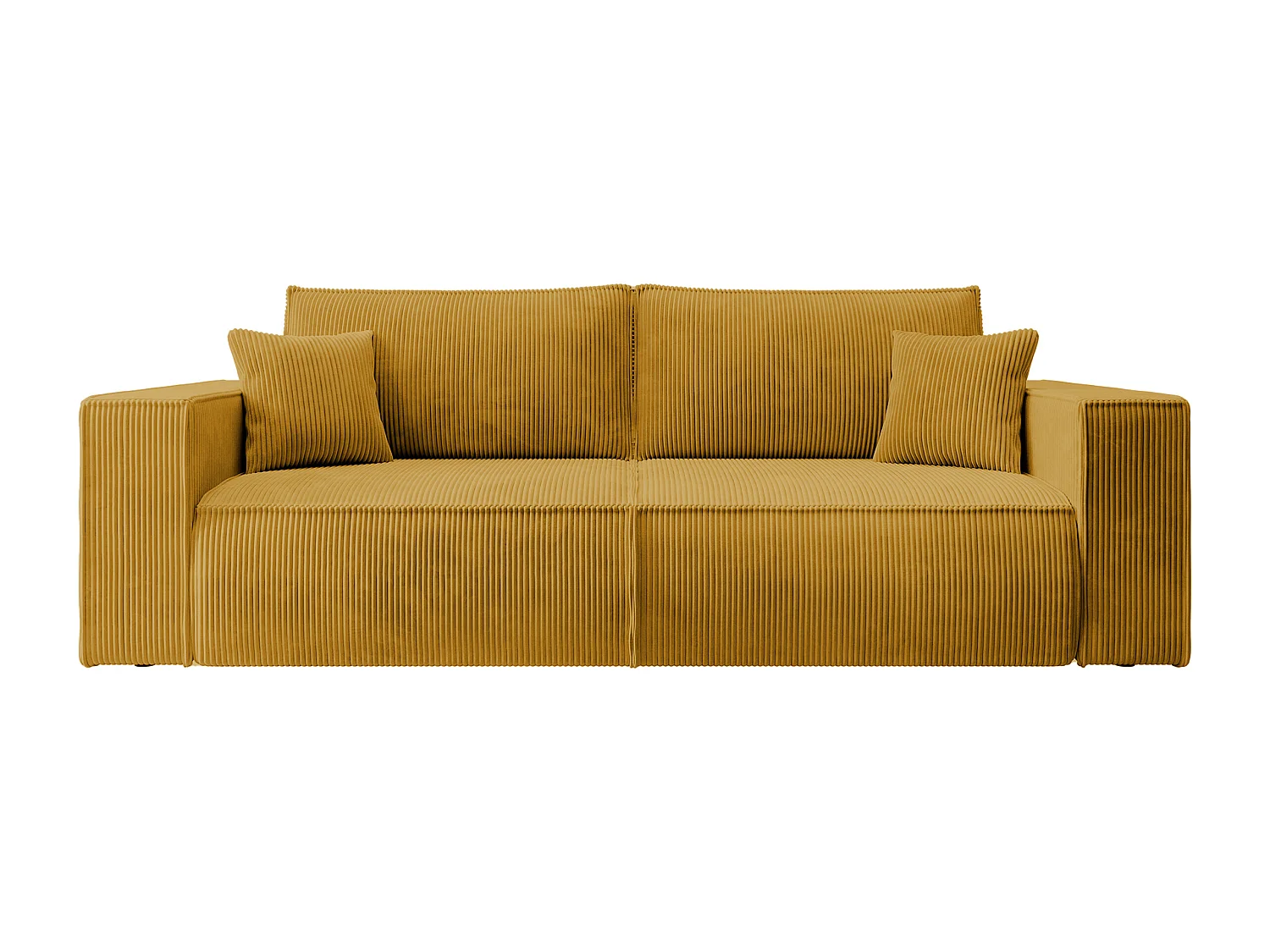 3-Sitzer Schlafsofa mit Bettzeugbehälter senffarbig - 257 cm - FARESE