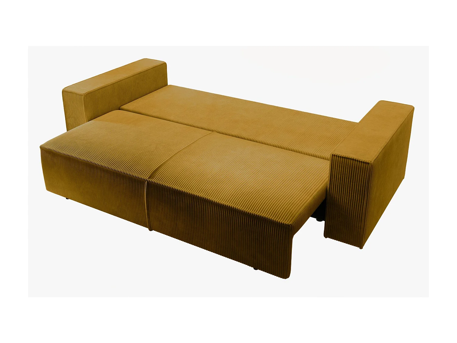 3-Sitzer Schlafsofa mit Bettzeugbehälter senffarbig - 257 cm - FARESE