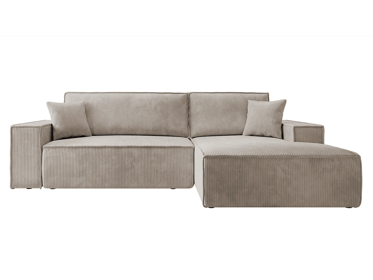 Canapé d'angle NEW - 267 cm - en L avec coffre de rangement canapé droit en velours côtelé beige - FARESE NEW