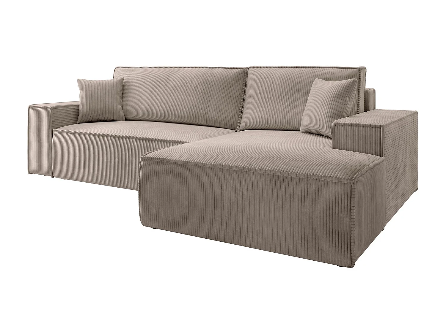 Canapé d'angle NEW - 267 cm - en L avec coffre de rangement canapé droit en velours côtelé beige - FARESE NEW