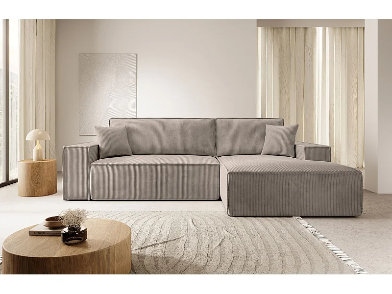 Ecksofa mit Schlaffunktion und Stauraum – Beige – rechts – FARESE NEW
