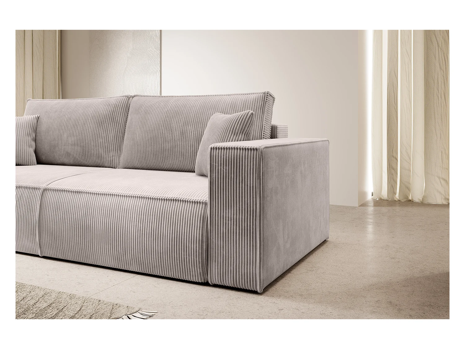 3-Sitzer Schlafsofa mit Bettzeugbehälter - 257 cm - cremefarbig - FARESE