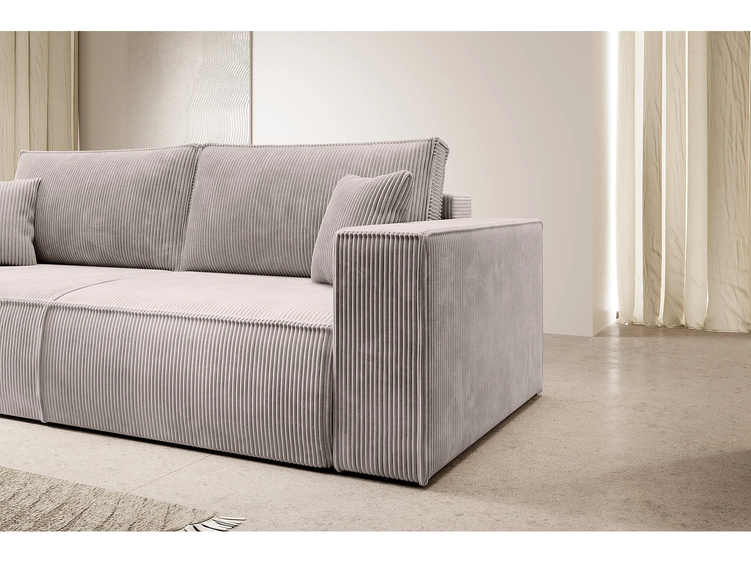 Slaapbank - 257x102 cm - 3 zitplaatsen - crème - FARESE