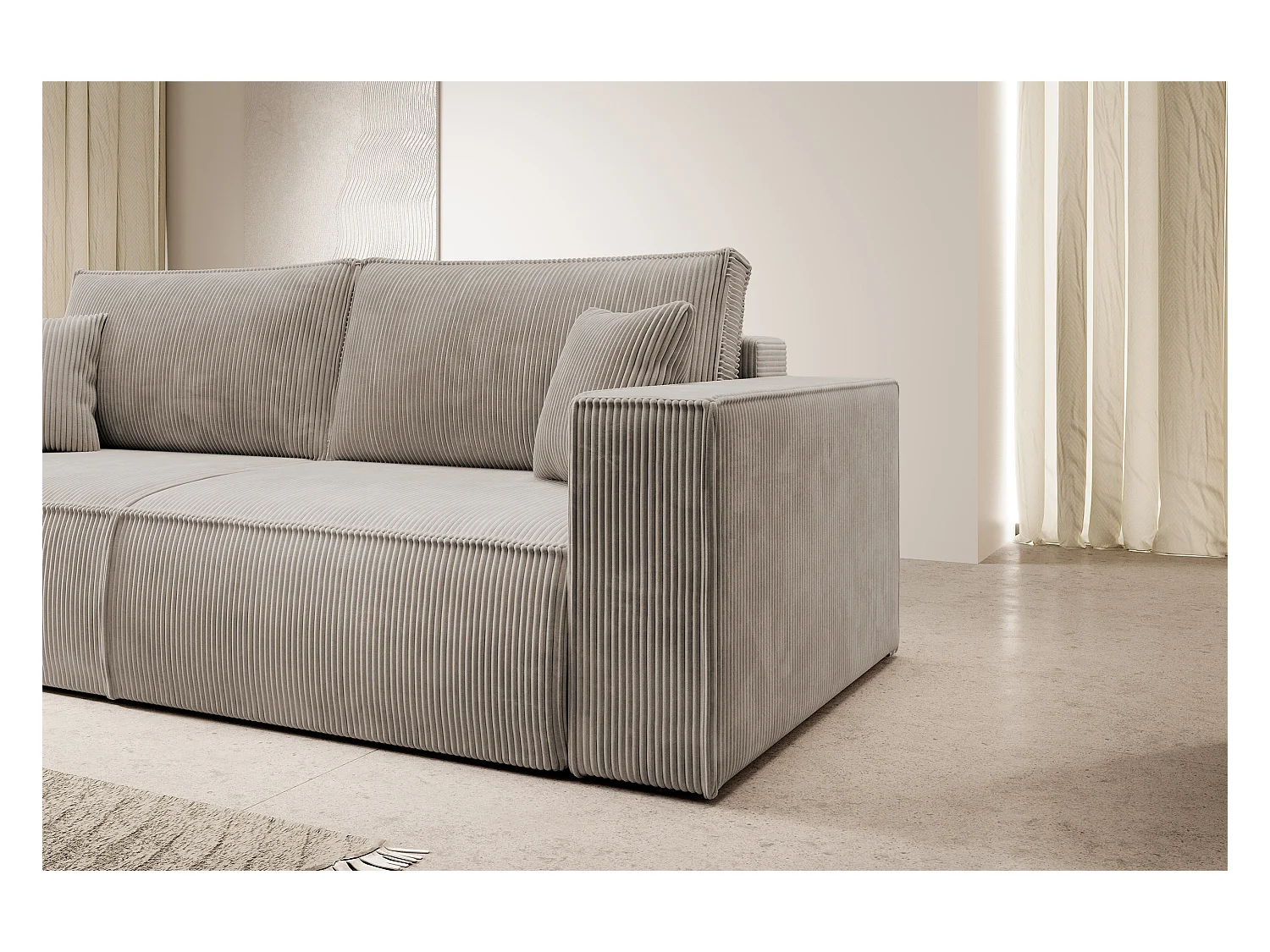 3-Sitzer Schlafsofa mit Bettzeugbehälter - 257 cm - beige - FARESE