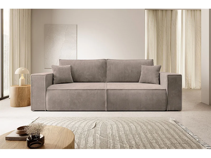 Canapé convertible - 257x102 cm - 3 places - beige - FARESE